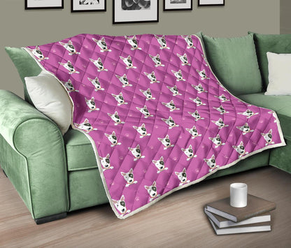 Bull Terrier Happy Print Pattern Premium Quilt-JTAMIGO.COM