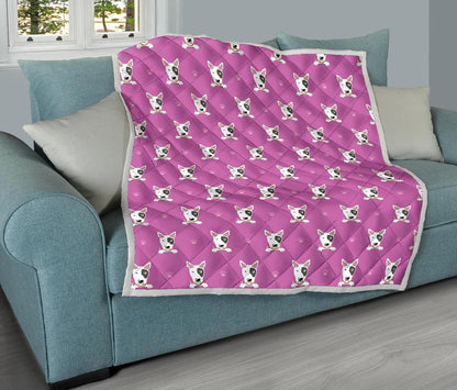 Bull Terrier Happy Print Pattern Premium Quilt-JTAMIGO.COM
