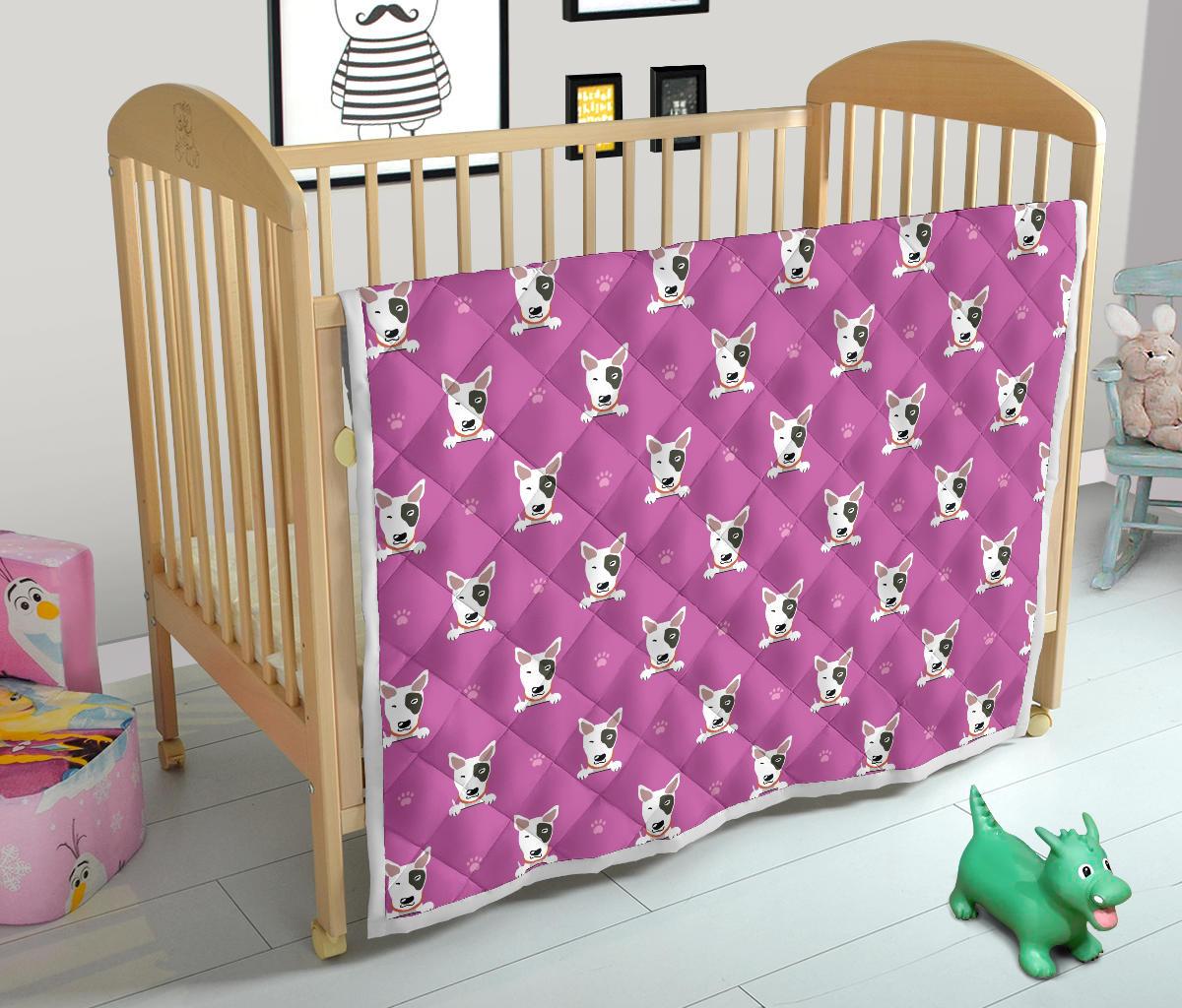 Bull Terrier Happy Print Pattern Premium Quilt-JTAMIGO.COM