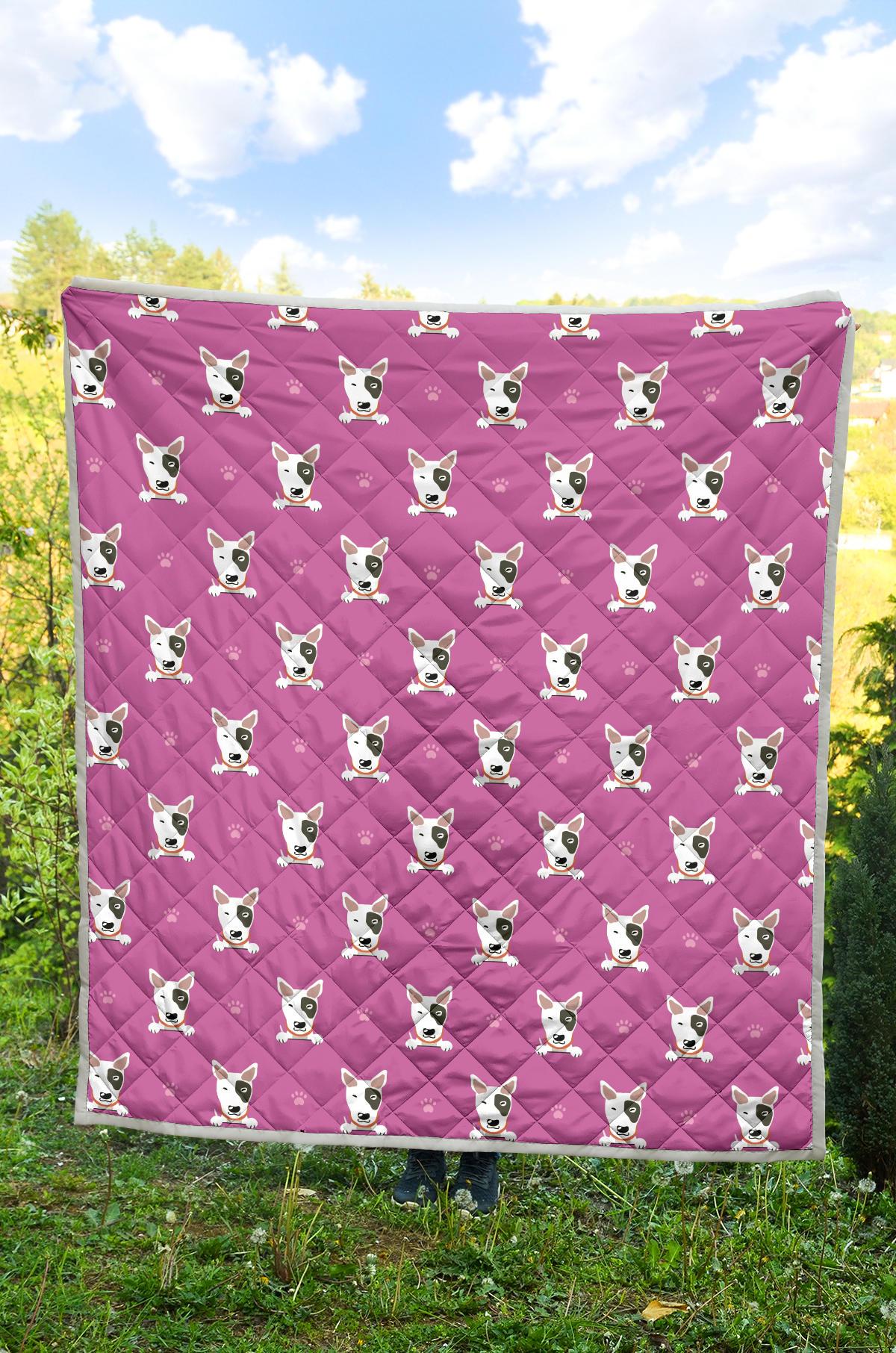 Bull Terrier Happy Print Pattern Premium Quilt-JTAMIGO.COM