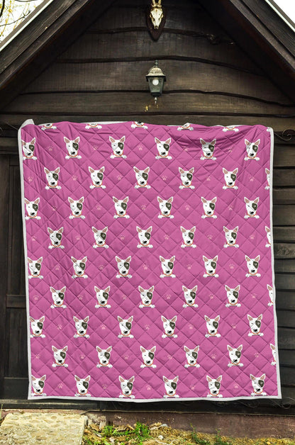 Bull Terrier Happy Print Pattern Premium Quilt-JTAMIGO.COM