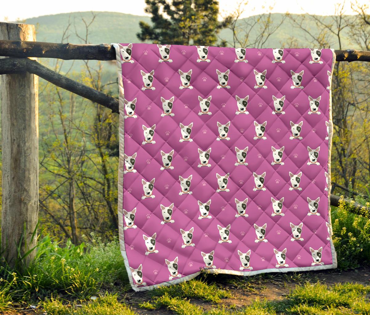 Bull Terrier Happy Print Pattern Premium Quilt-JTAMIGO.COM