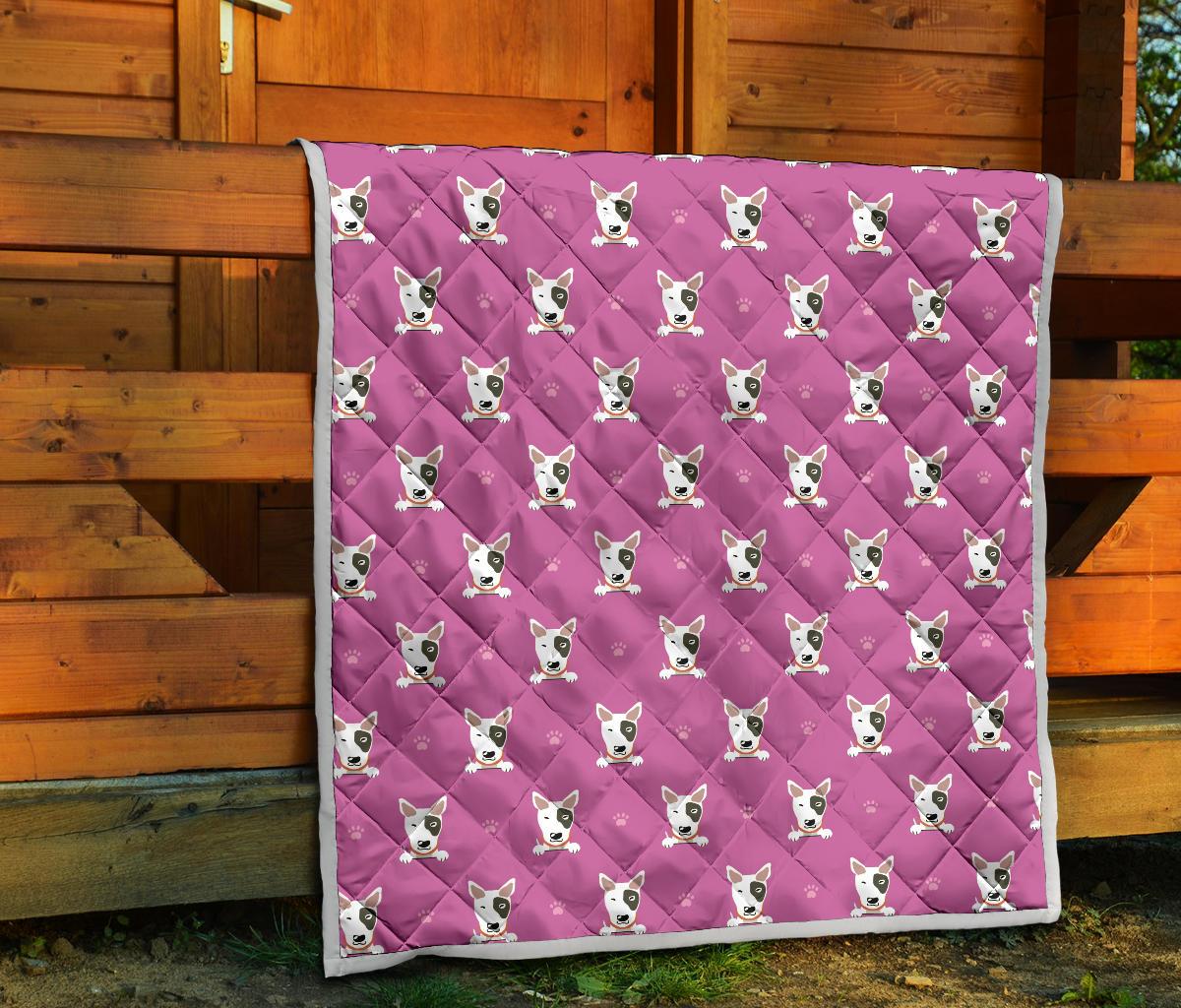 Bull Terrier Happy Print Pattern Premium Quilt-JTAMIGO.COM