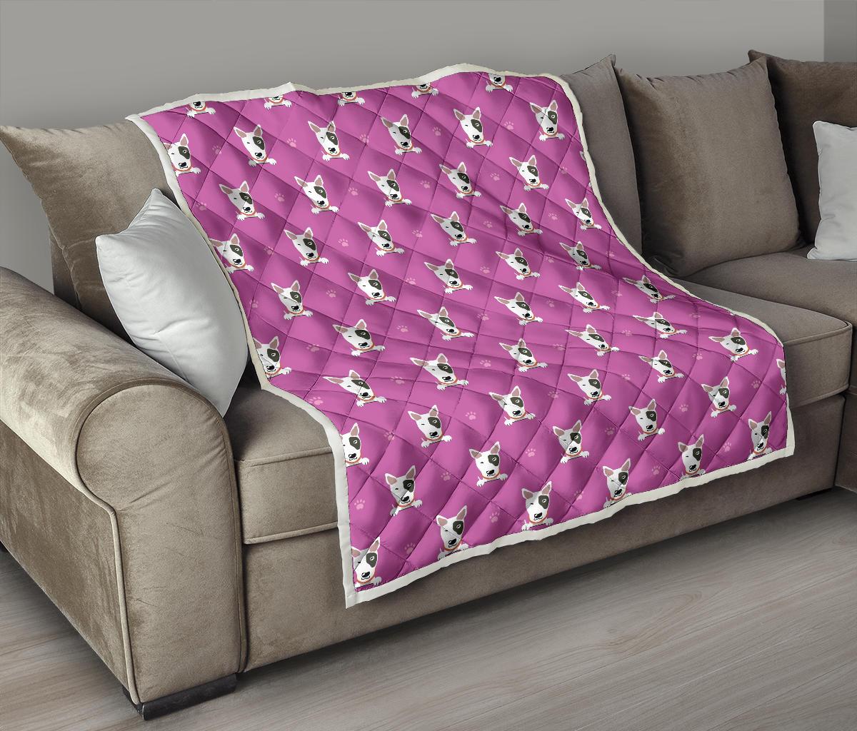 Bull Terrier Happy Print Pattern Premium Quilt-JTAMIGO.COM