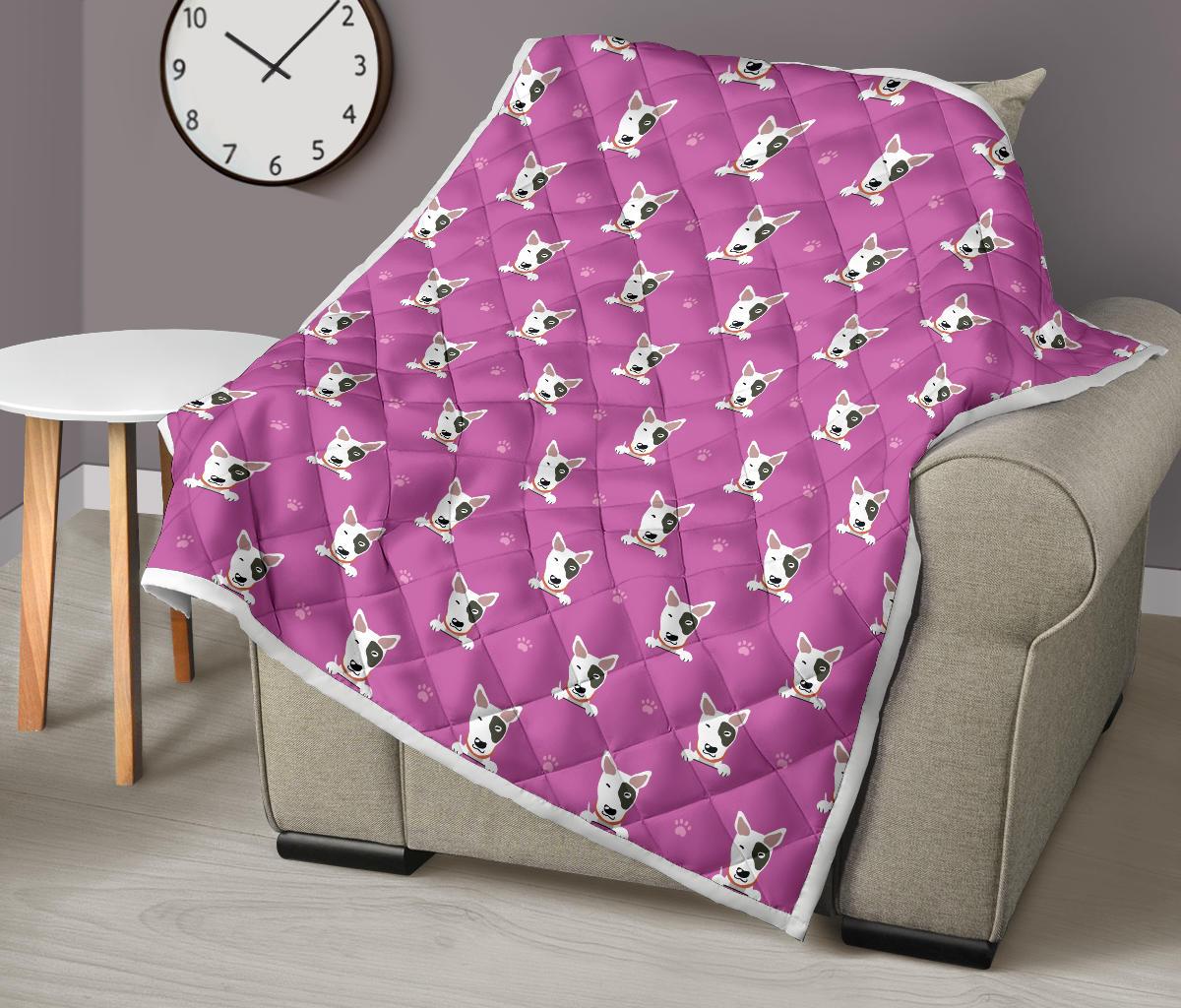 Bull Terrier Happy Print Pattern Premium Quilt-JTAMIGO.COM
