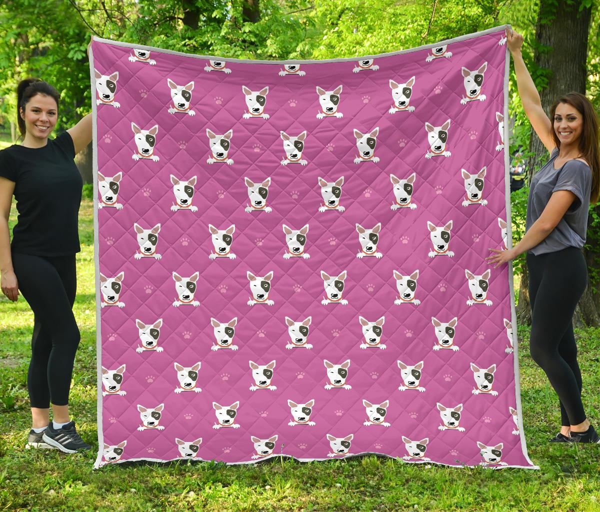 Bull Terrier Happy Print Pattern Premium Quilt-JTAMIGO.COM