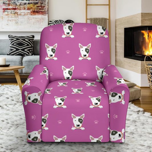 Bull Terrier Happy Print Pattern Single Sofa Slipcover -JTAMIGO.COM