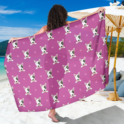 Bull Terrier Happy Print Pattern Sarong Pareo Wrap