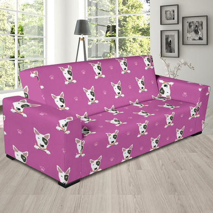 Bull Terrier Happy Print Pattern Sofa Slipcover-JTAMIGO.COM