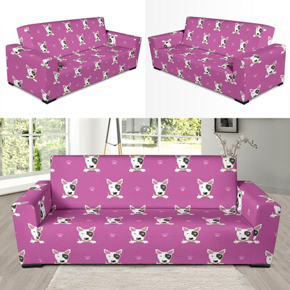 Bull Terrier Happy Print Pattern Sofa Slipcover-JTAMIGO.COM