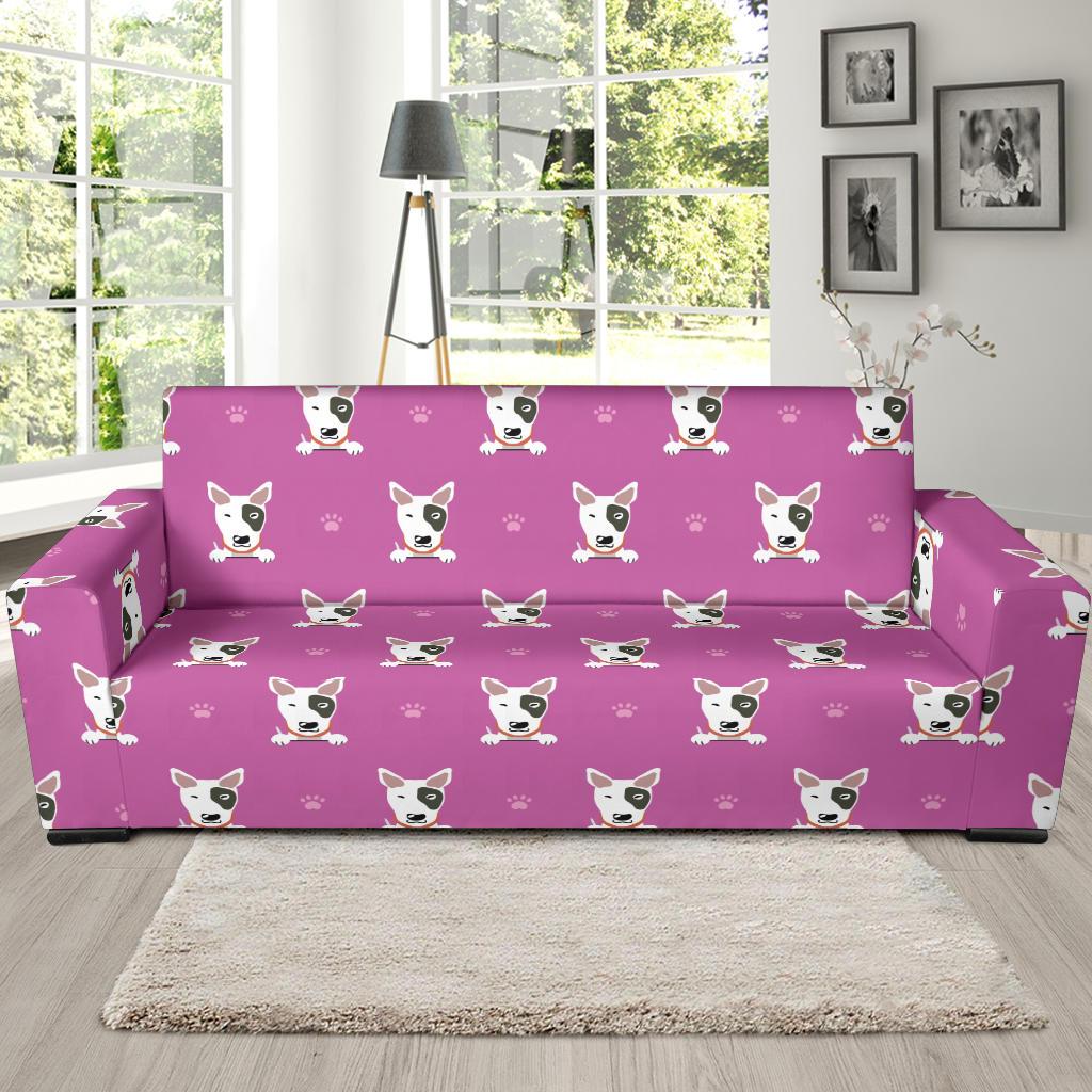 Bull Terrier Happy Print Pattern Sofa Slipcover-JTAMIGO.COM