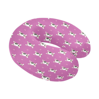 Bull Terrier Happy Print Pattern U-Shaped Travel Neck Pillow-JTAMIGO.COM