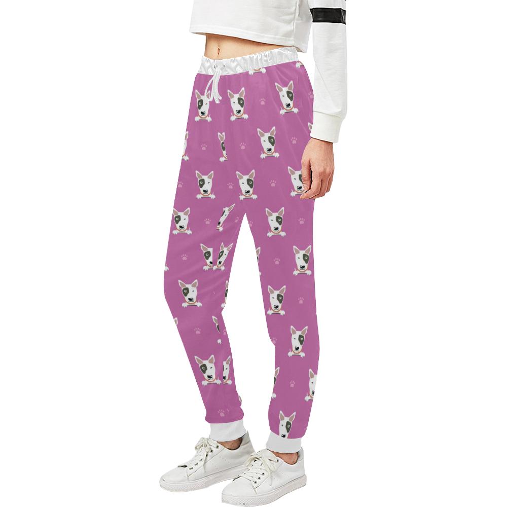 Bull Terrier Happy Print Pattern Unisex Casual Sweatpants (Model L11)-JTAMIGO.COM