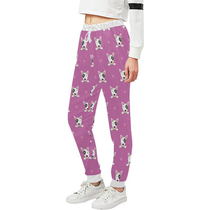Bull Terrier Happy Print Pattern Unisex Casual Sweatpants (Model L11)-JTAMIGO.COM