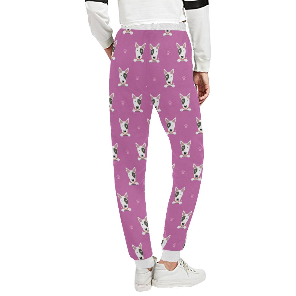 Bull Terrier Happy Print Pattern Unisex Casual Sweatpants (Model L11)-JTAMIGO.COM