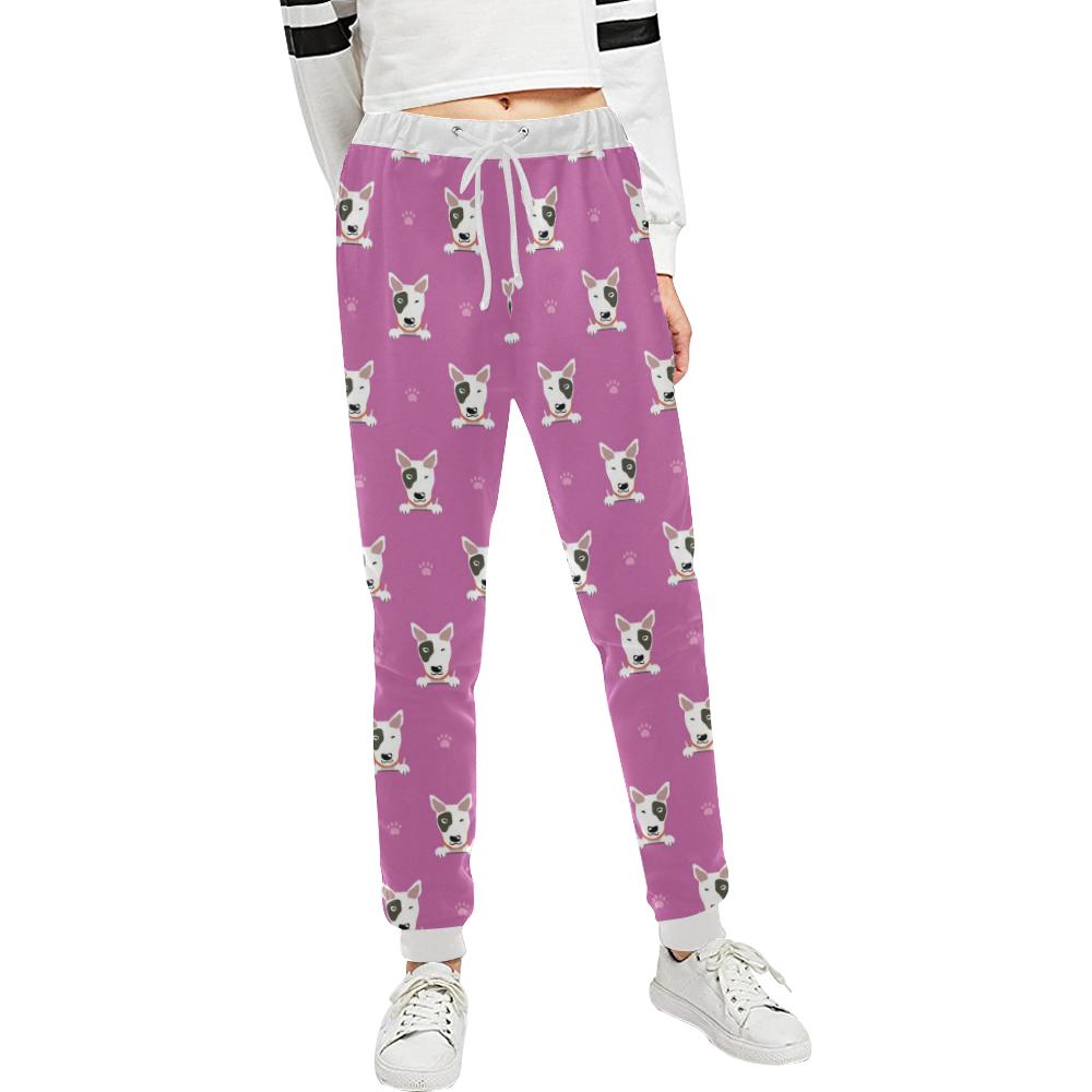 Bull Terrier Happy Print Pattern Unisex Casual Sweatpants (Model L11)-JTAMIGO.COM