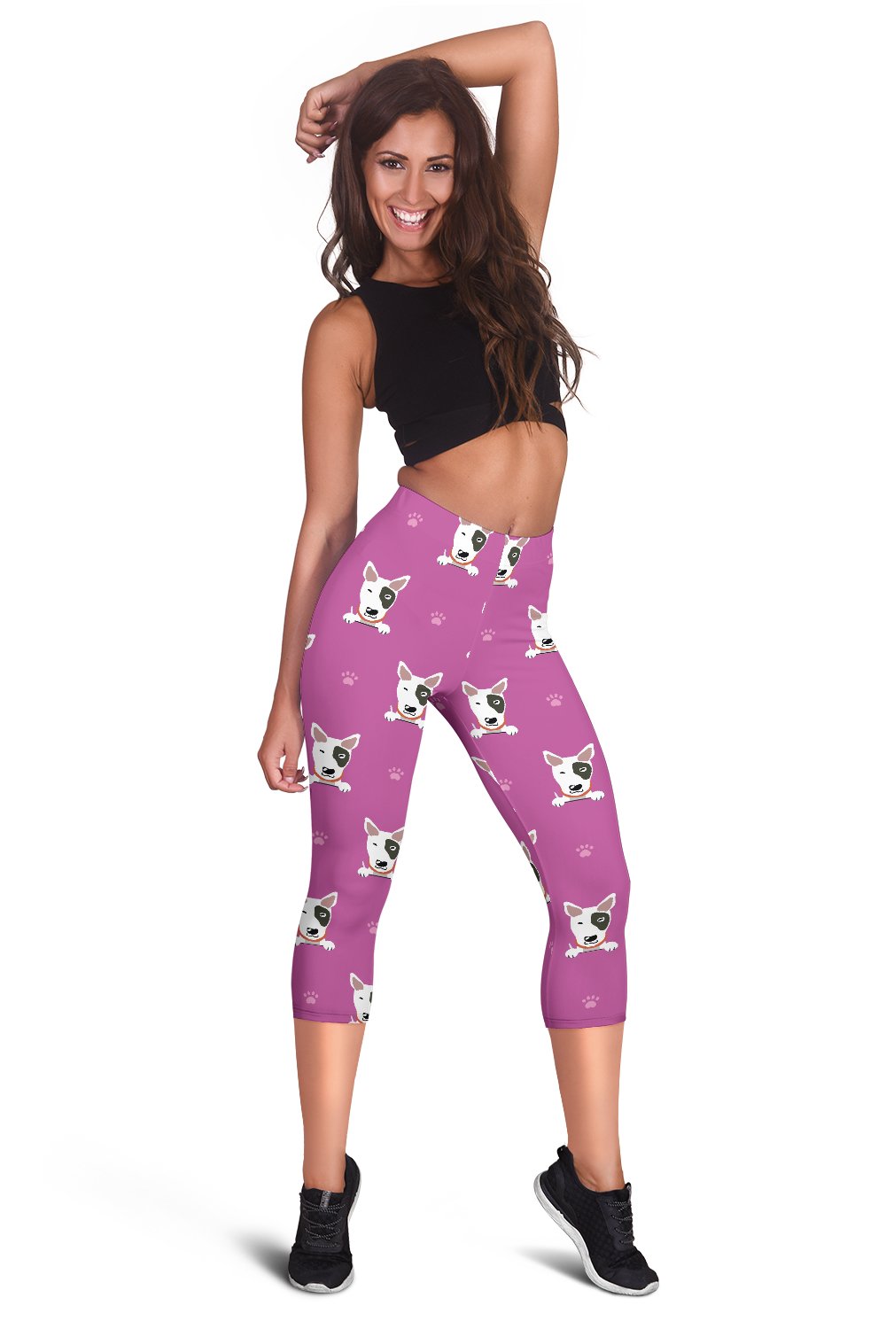 Bull Terrier Happy Print Pattern Women Capris