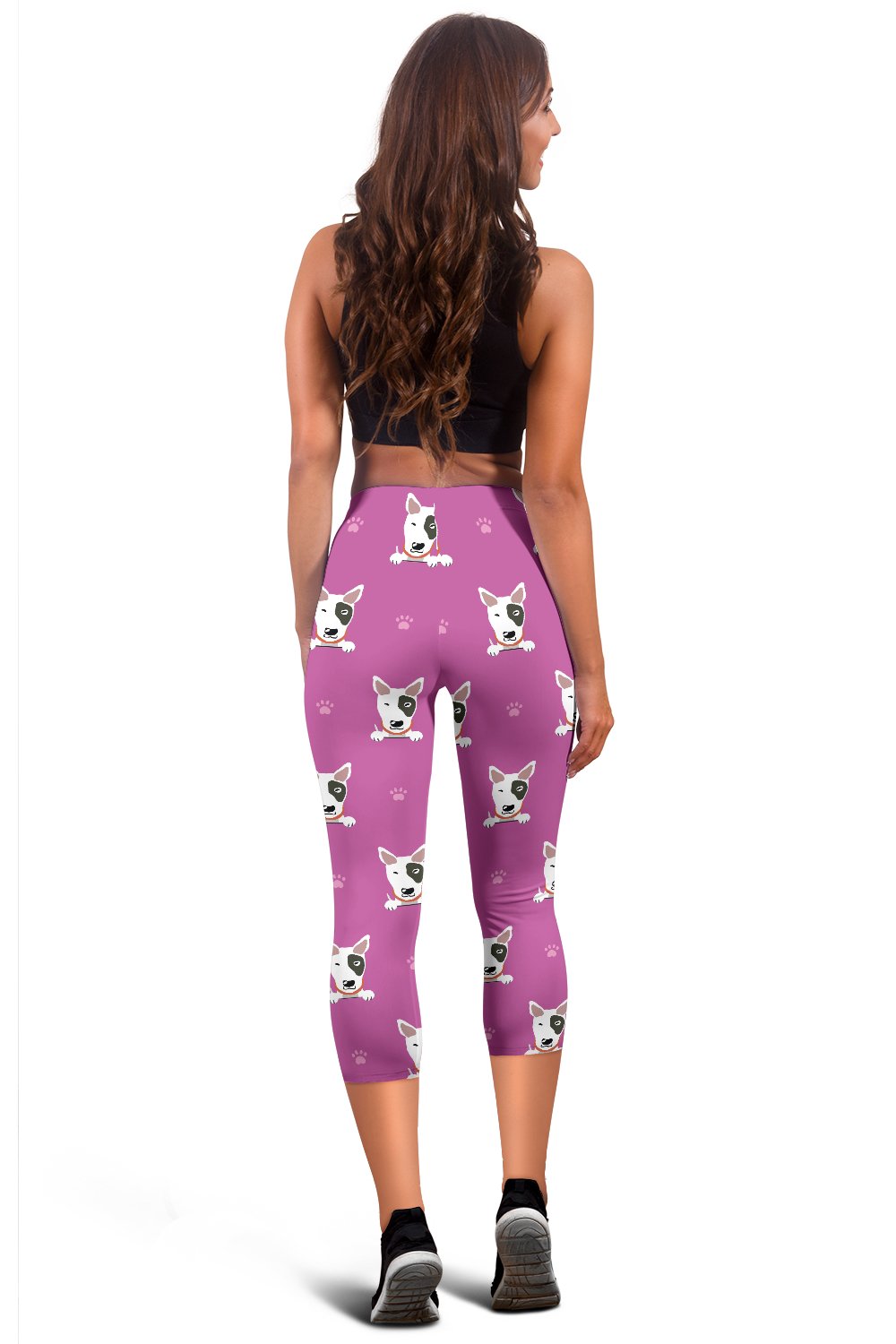 Bull Terrier Happy Print Pattern Women Capris
