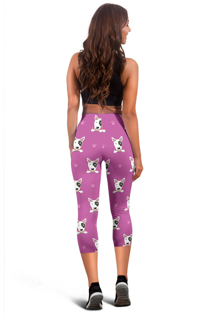 Bull Terrier Happy Print Pattern Women Capris