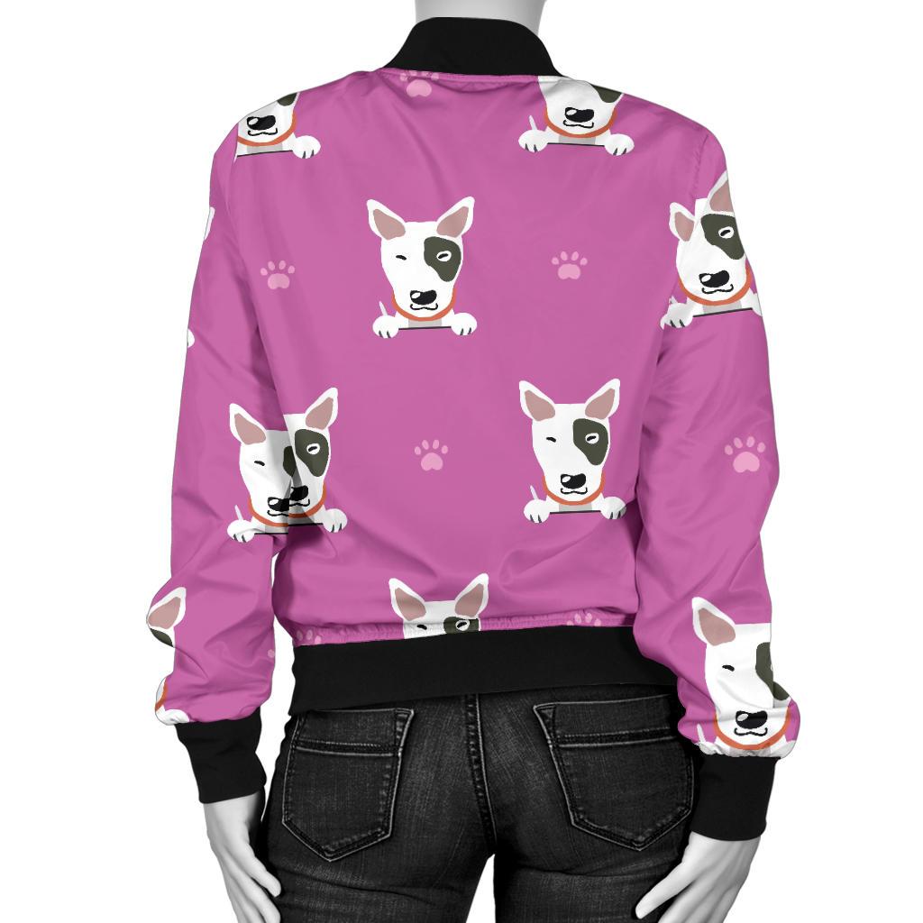 Bull Terrier Happy Print Pattern Women Casual Bomber Jacket