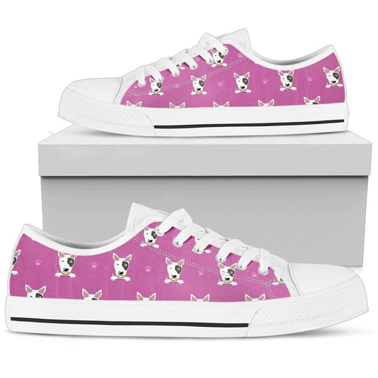 Bull Terrier Happy Print Pattern Women Low Top Shoes