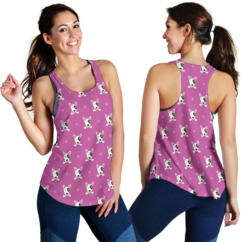 Bull Terrier Happy Print Pattern Women Racerback Tank Top