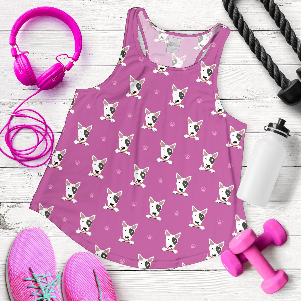 Bull Terrier Happy Print Pattern Women Racerback Tank Top
