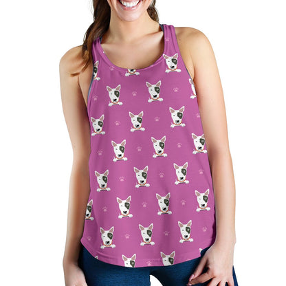 Bull Terrier Happy Print Pattern Women Racerback Tank Top