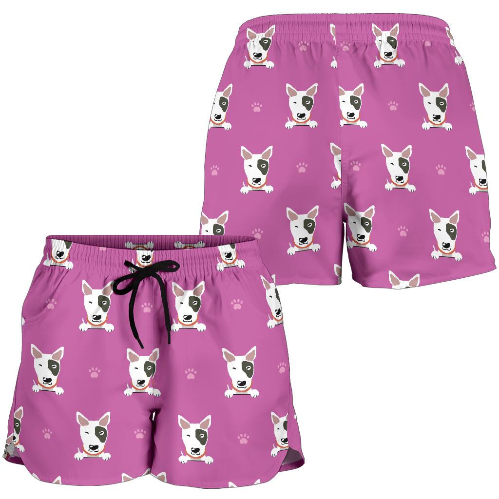 Bull Terrier Happy Print Pattern Women Shorts-JTAMIGO.COM