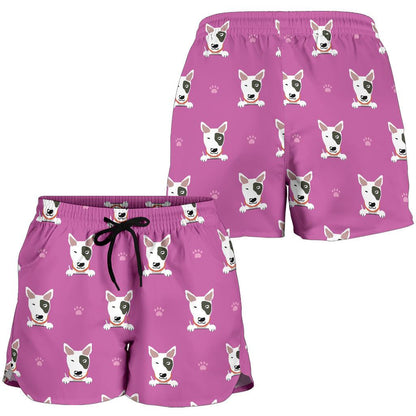 Bull Terrier Happy Print Pattern Women Shorts-JTAMIGO.COM
