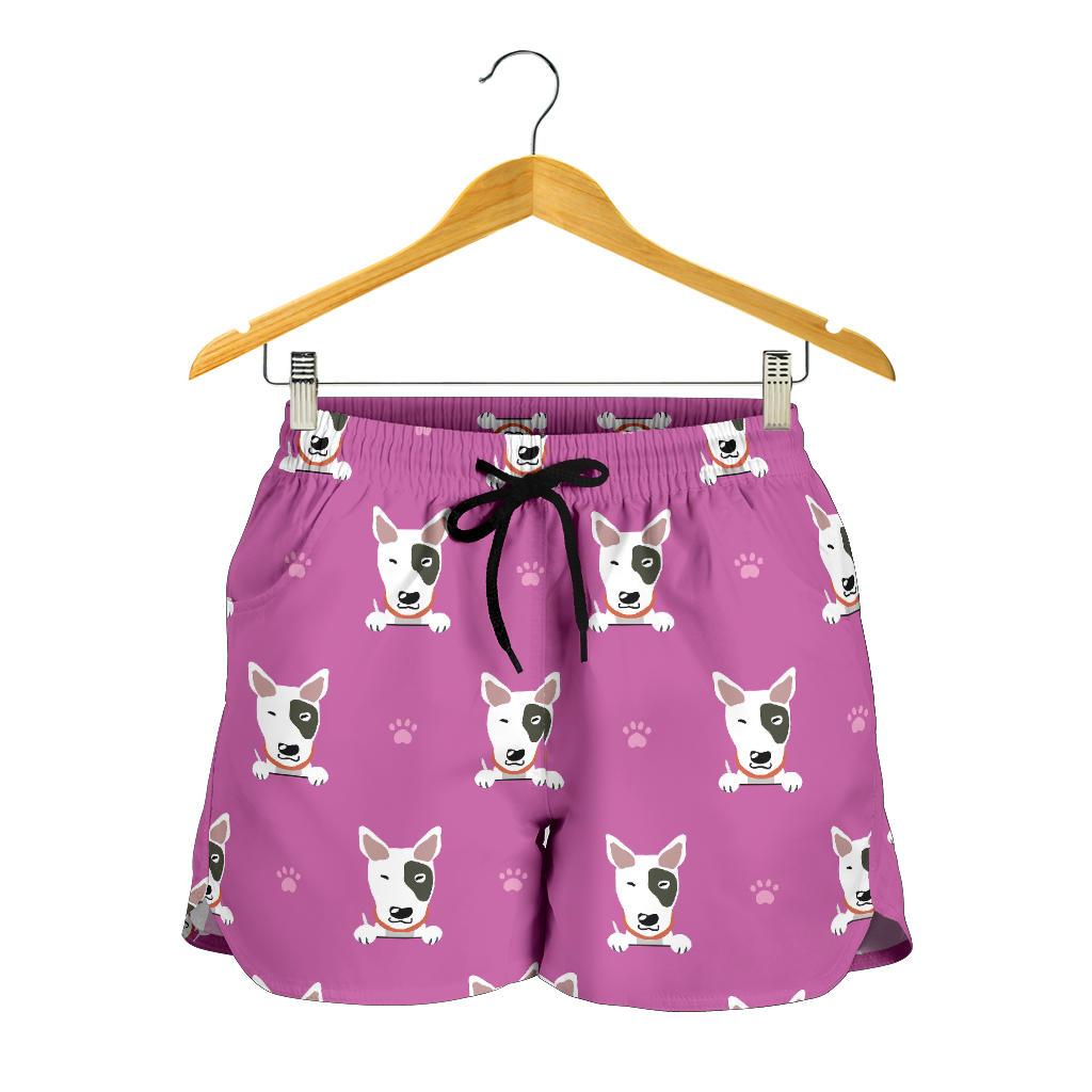 Bull Terrier Happy Print Pattern Women Shorts-JTAMIGO.COM