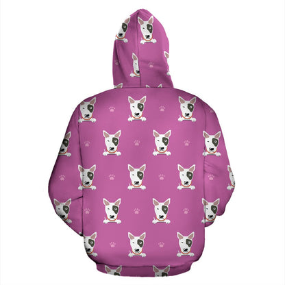Bull Terrier Happy Print Pattern Zip Up Hoodie