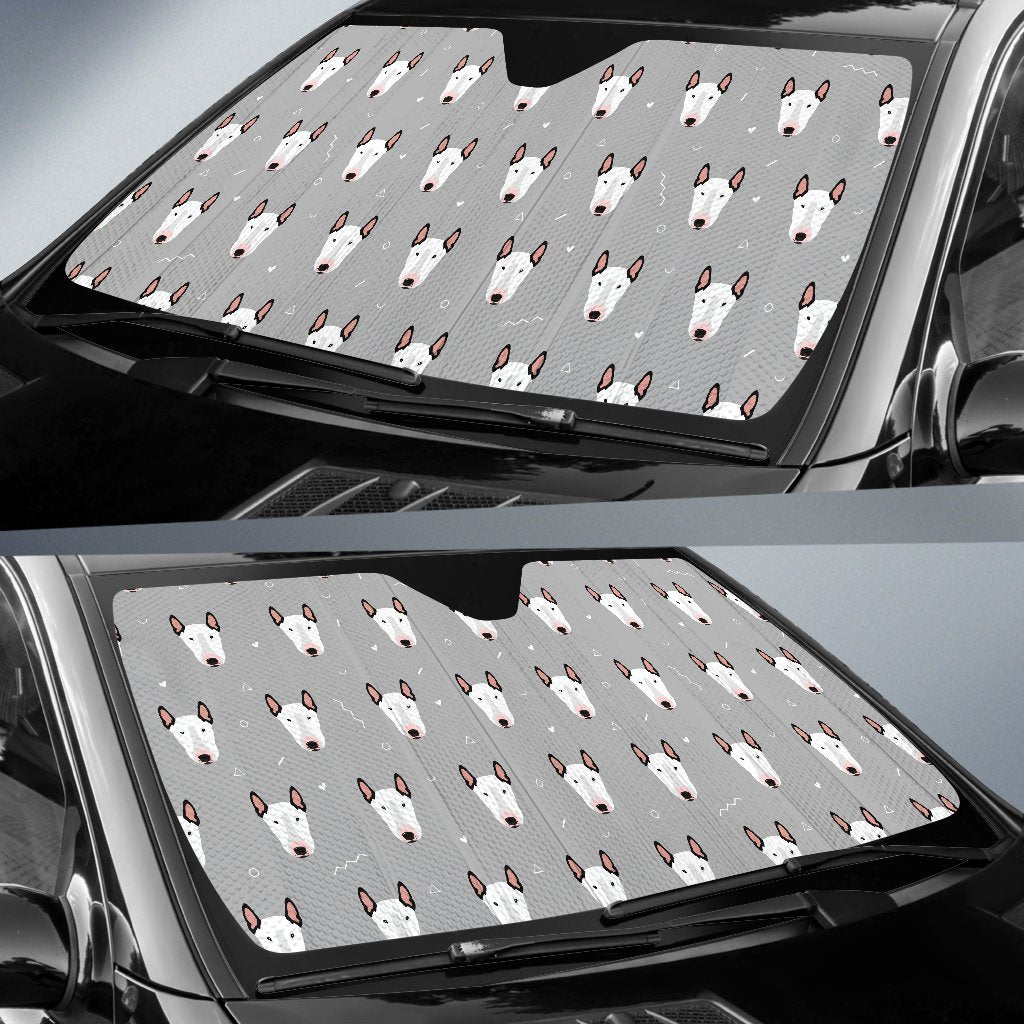Bull Terrier Head Print Pattern Car Sun Shade For Windshield
