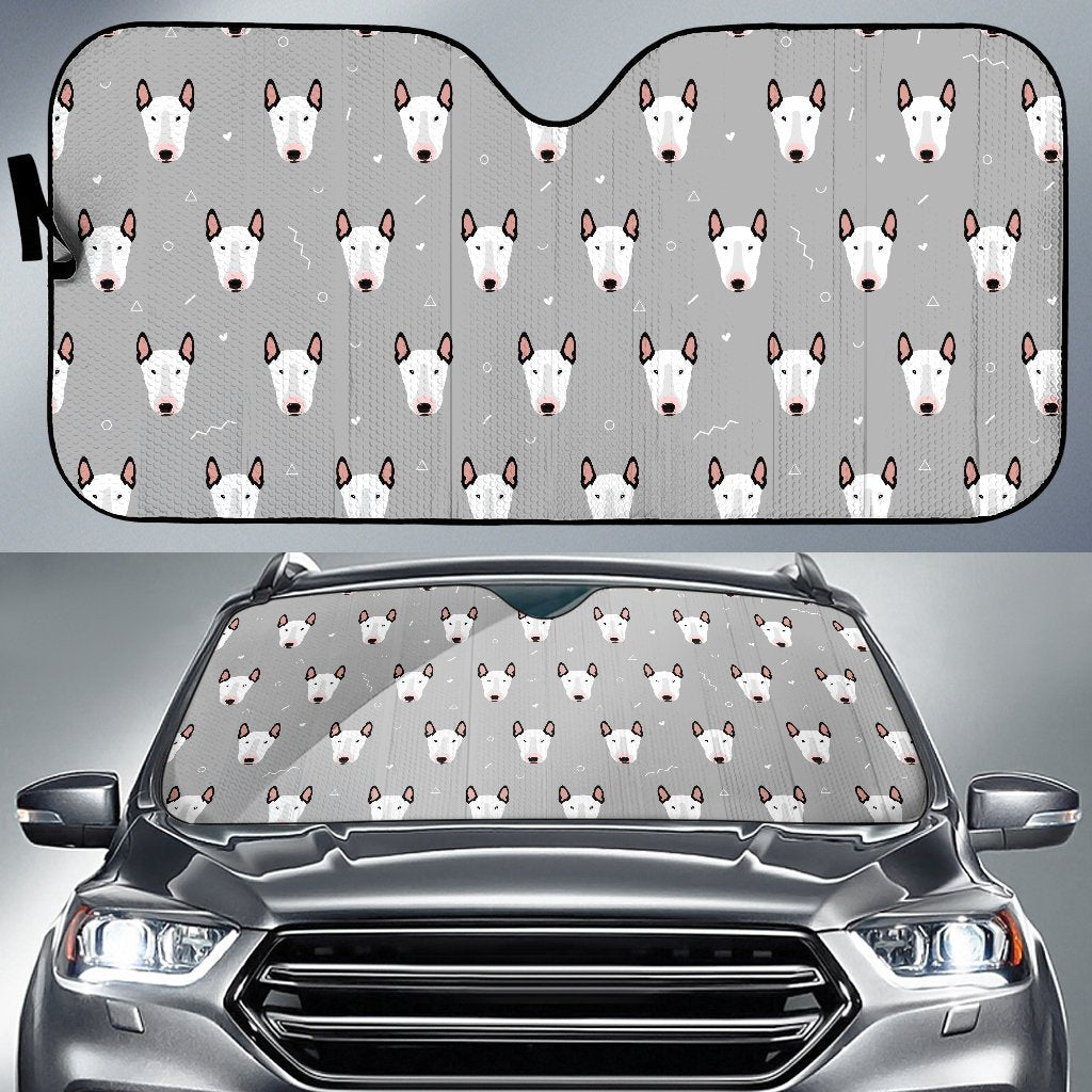 Bull Terrier Head Print Pattern Car Sun Shade For Windshield