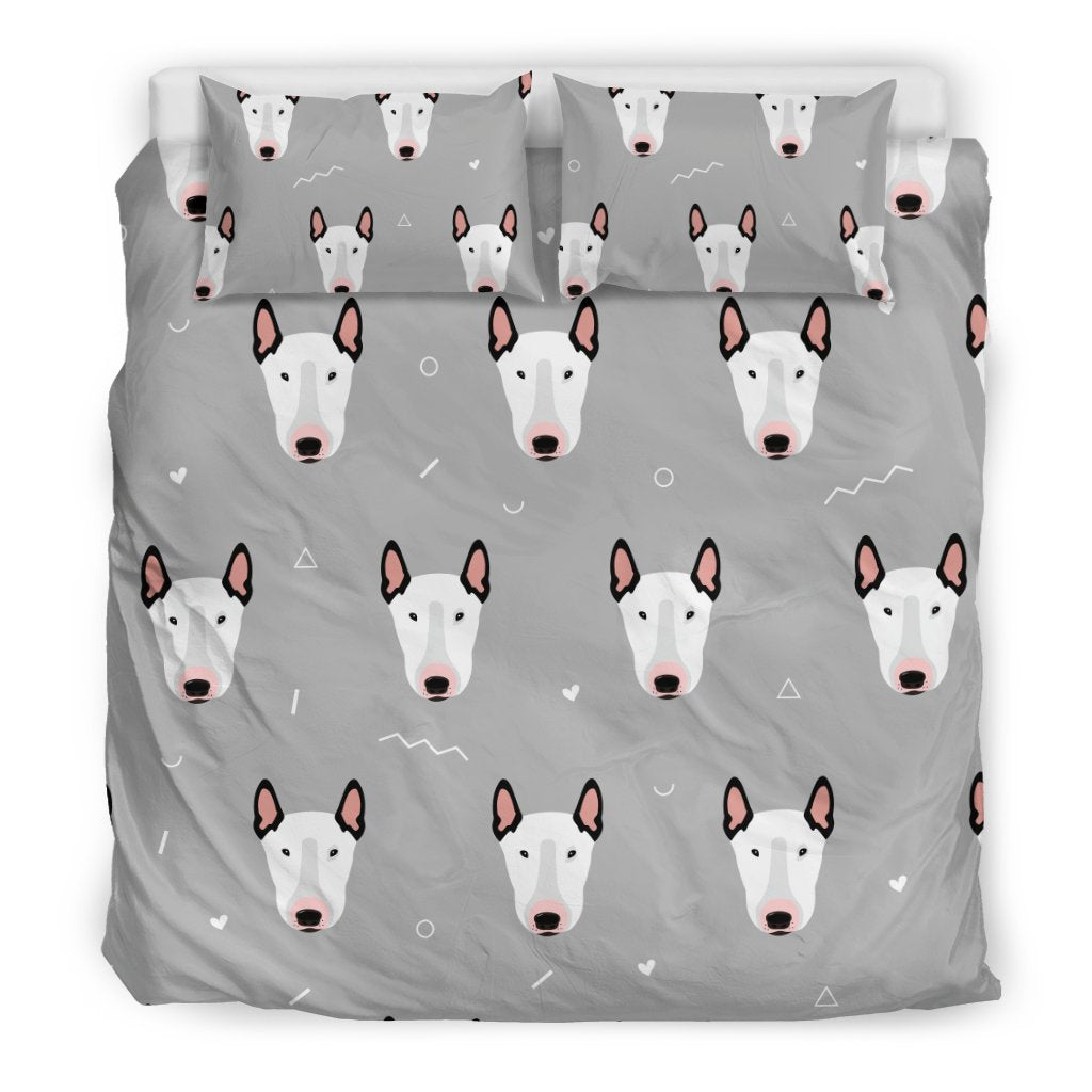 Bull Terrier Head Print Pattern Duvet Cover Bedding Set