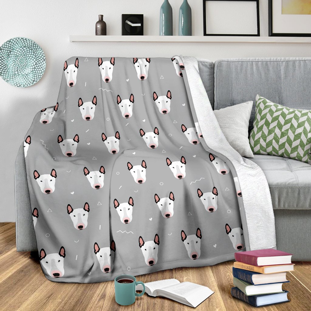 Bull Terrier Head Print Pattern Fleece Blanket