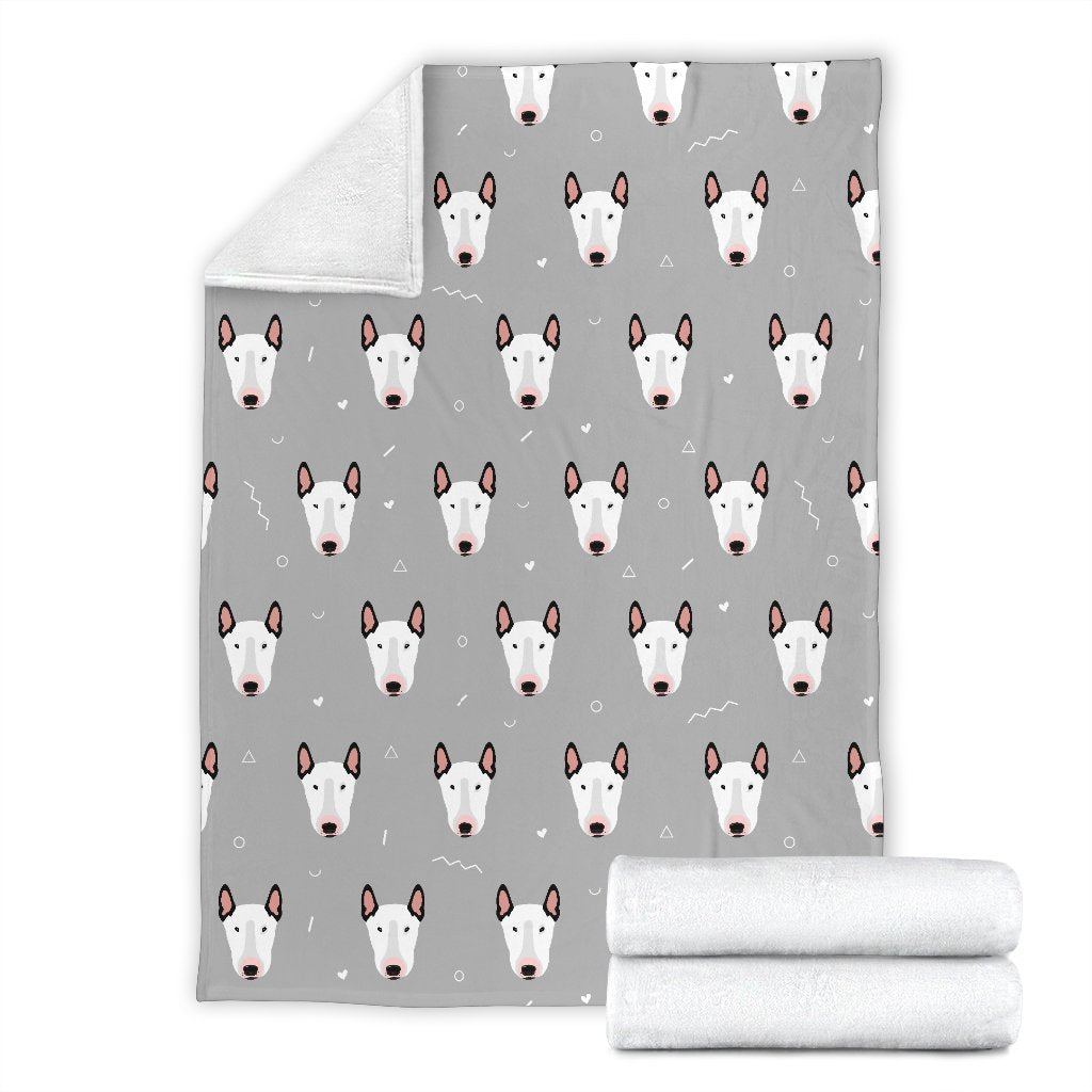 Bull Terrier Head Print Pattern Fleece Blanket