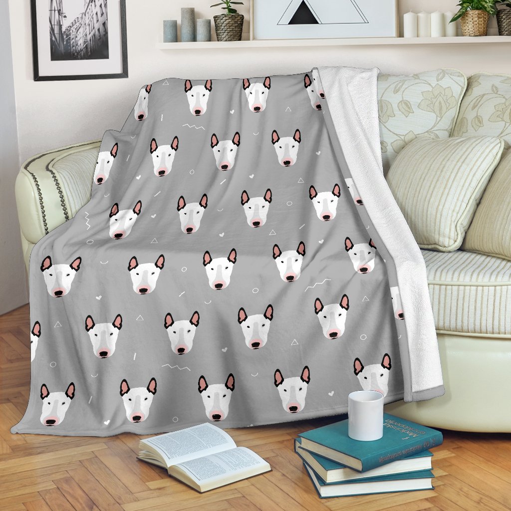 Bull Terrier Head Print Pattern Fleece Blanket