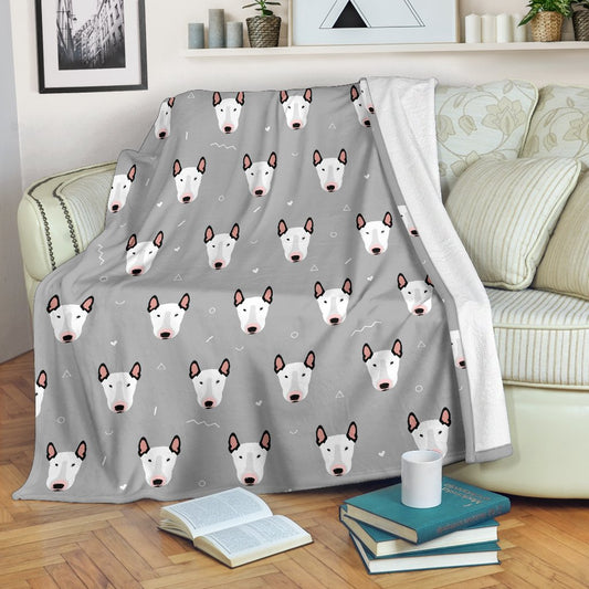 Bull Terrier Head Print Pattern Fleece Blanket
