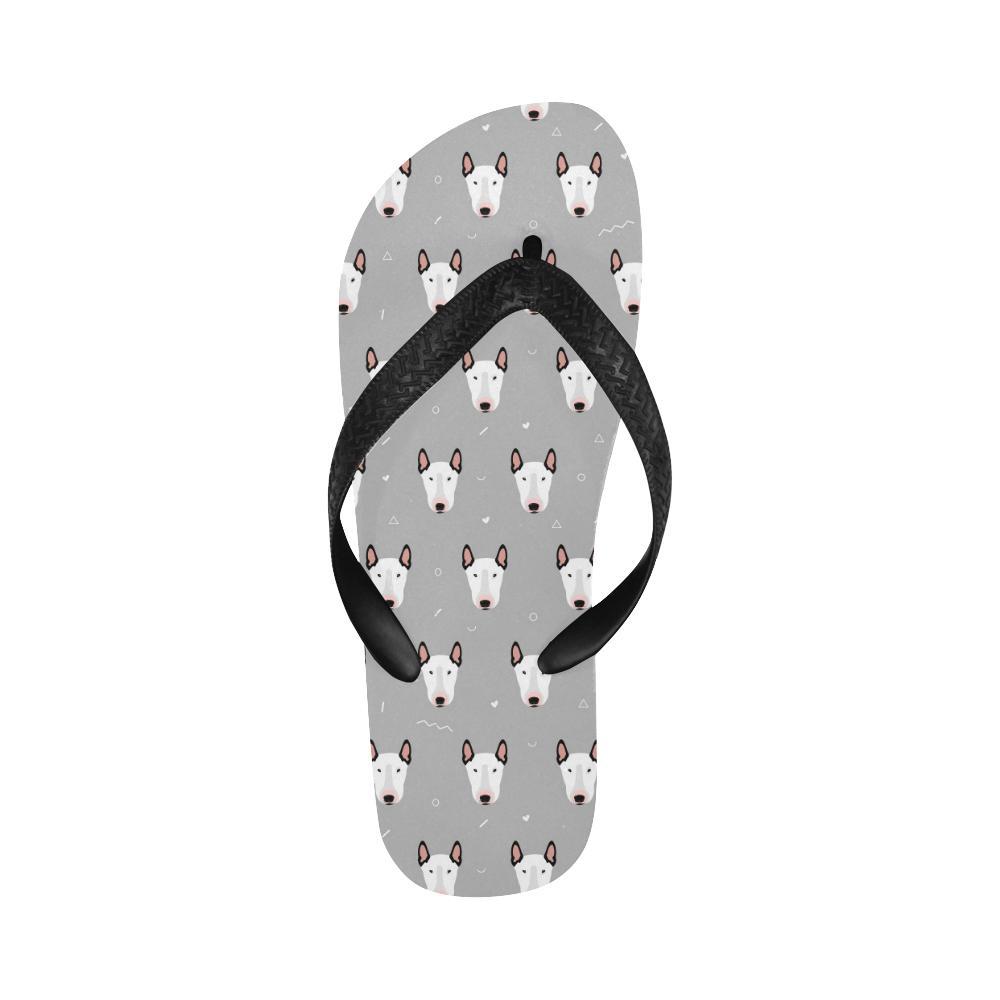 Bull Terrier Head Print Pattern Flip Flops-JTAMIGO.COM
