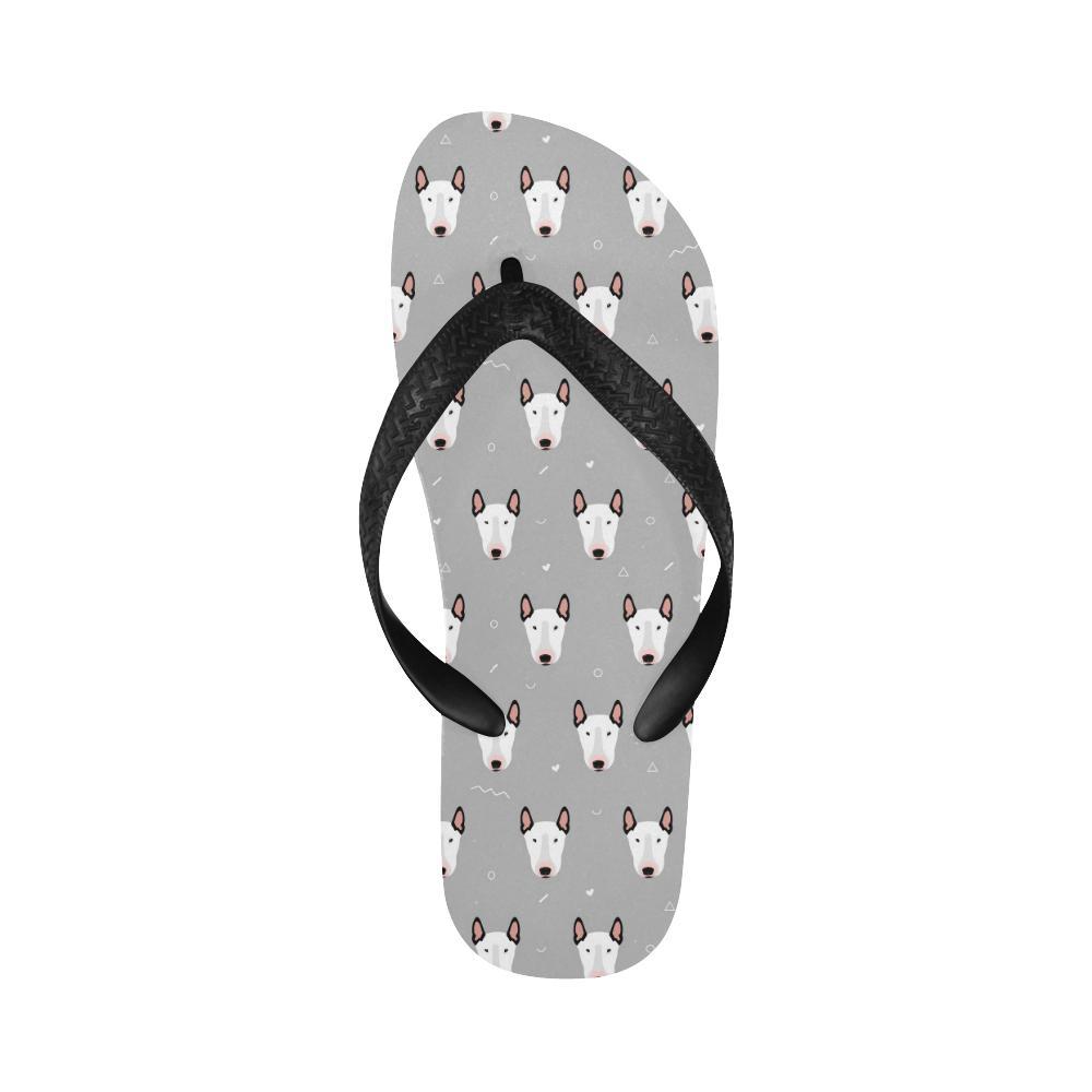 Bull Terrier Head Print Pattern Flip Flops-JTAMIGO.COM
