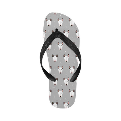Bull Terrier Head Print Pattern Flip Flops-JTAMIGO.COM