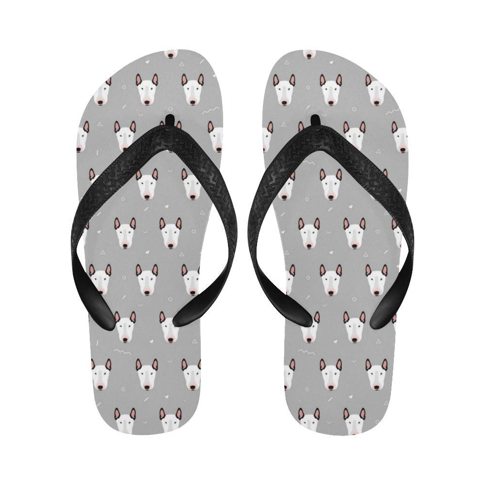 Bull Terrier Head Print Pattern Flip Flops-JTAMIGO.COM
