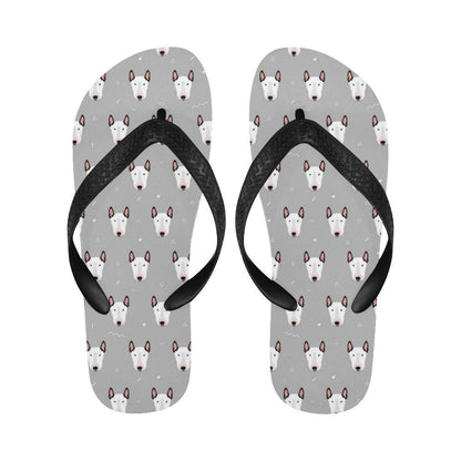 Bull Terrier Head Print Pattern Flip Flops-JTAMIGO.COM