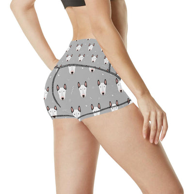 Bull Terrier Head Print Pattern High Waisted Spandex Shorts-JTAMIGO.COM