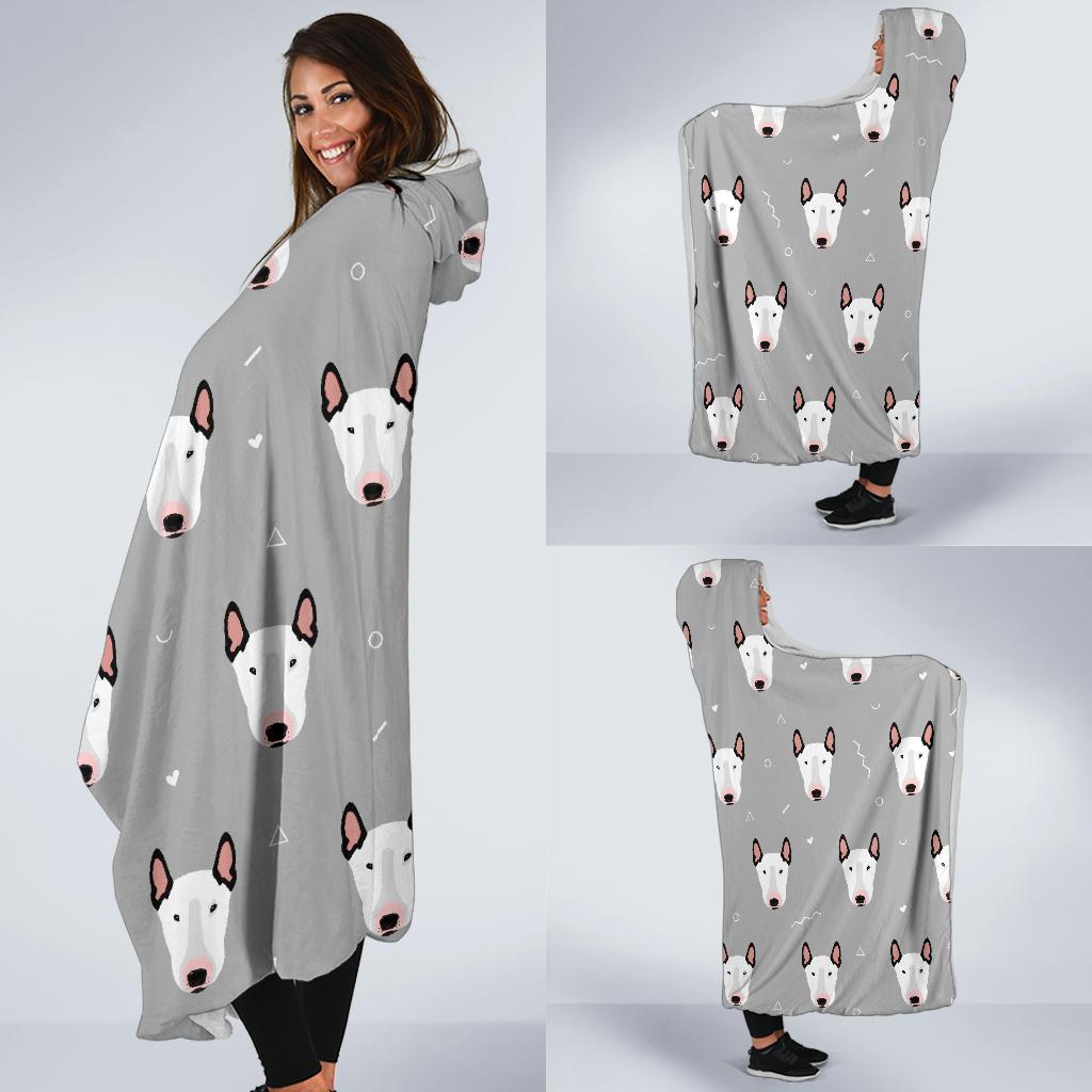 Bull Terrier Head Print Pattern Hooded Blanket-JTAMIGO.COM