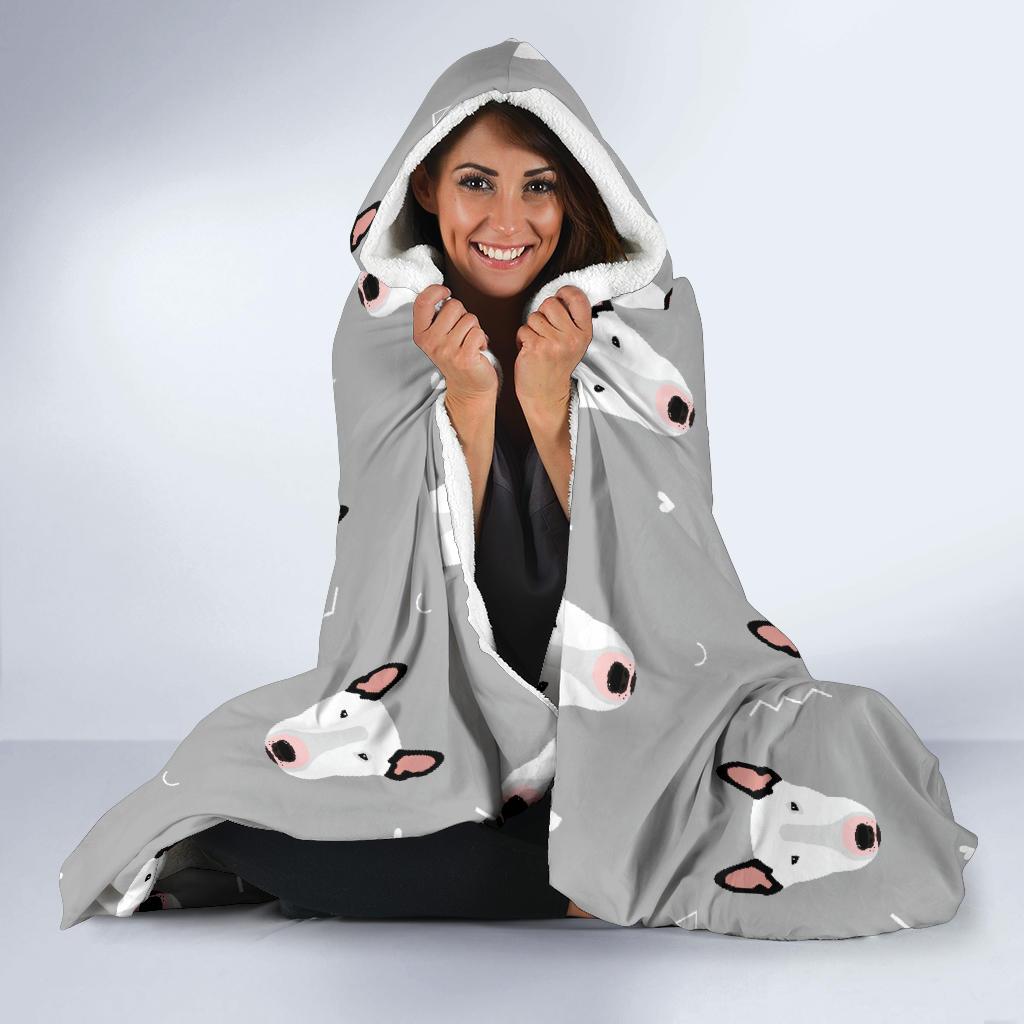 Bull Terrier Head Print Pattern Hooded Blanket-JTAMIGO.COM