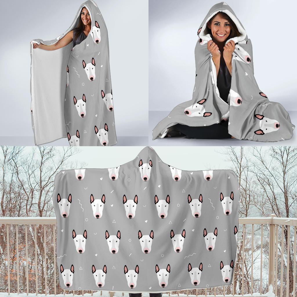 Bull Terrier Head Print Pattern Hooded Blanket-JTAMIGO.COM