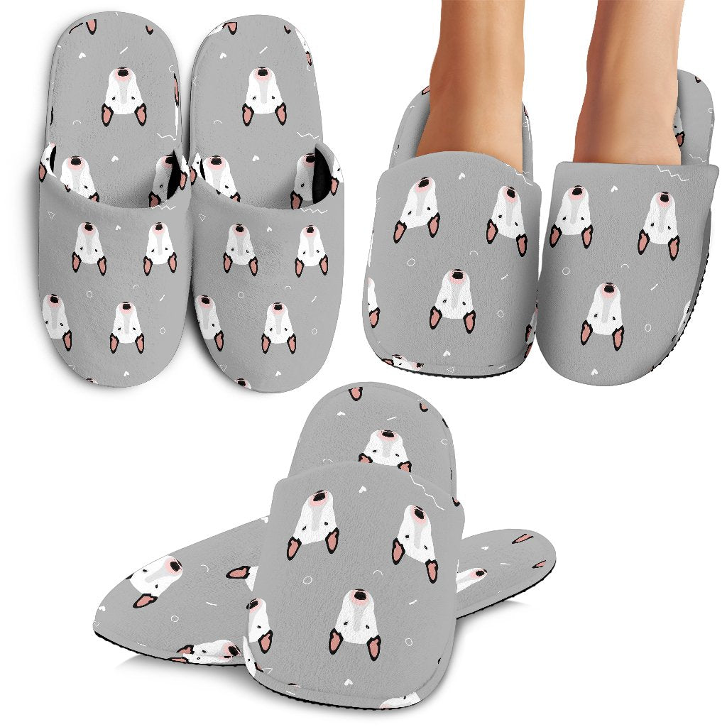 Bull Terrier Head Print Pattern House Slippers