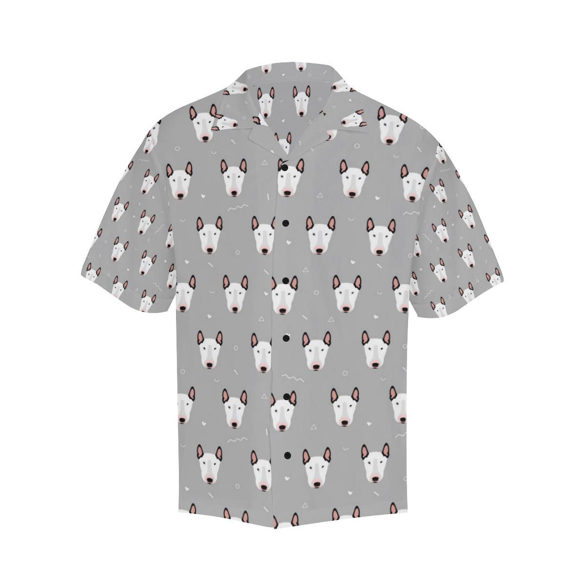 Bull Terrier Head Print Pattern Men Aloha Hawaiian Shirt
